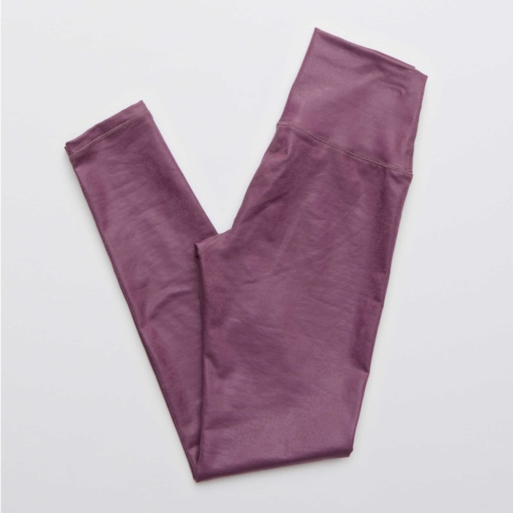 aerie OFFLINE high waisted crackle leggings - mauve sz XL